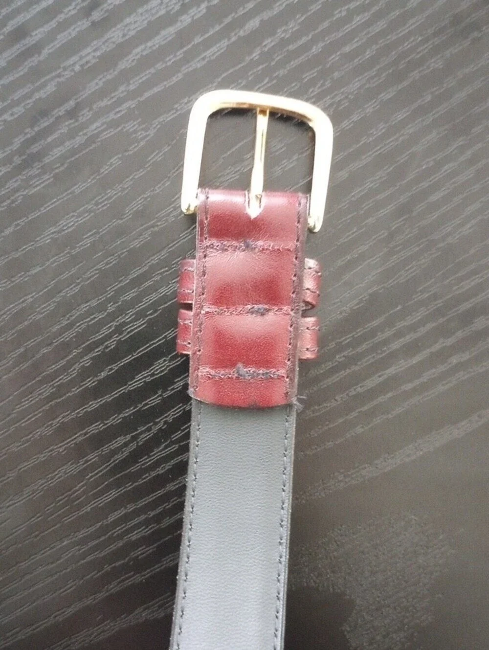 Burgundy Maroon Cowhide Leather Belt with Gold Buckle USA Made